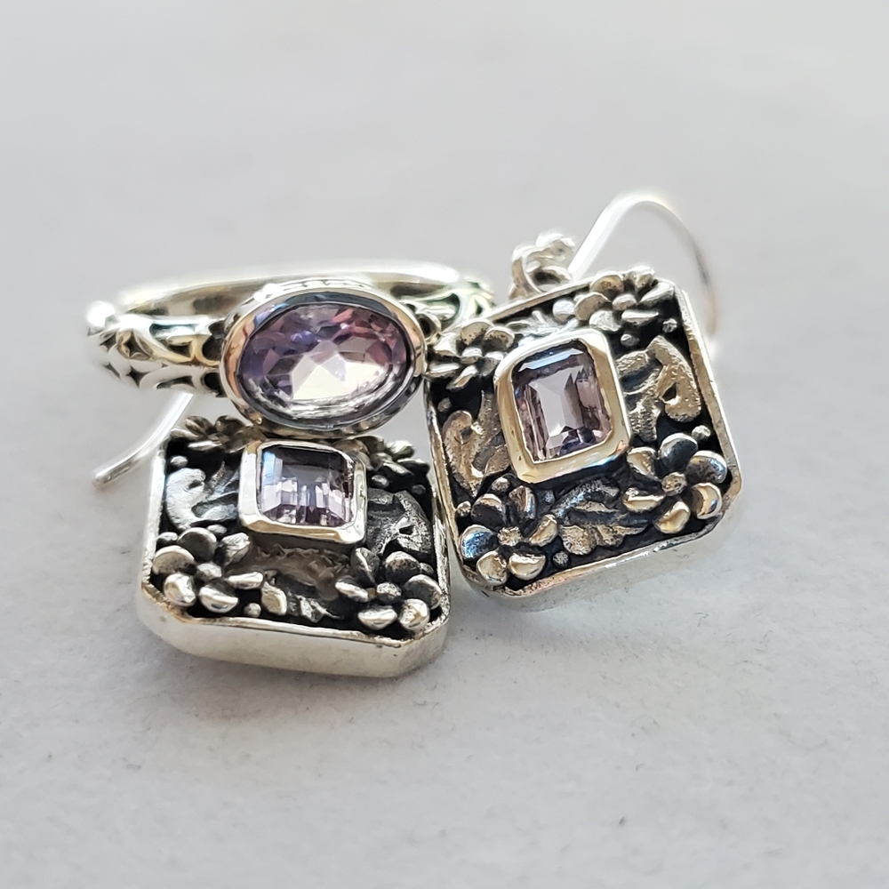 ⬇️ SET! Amethyst Ring & Earrings Set Sterling Silver ⬇️PRICE DROP (SET!)